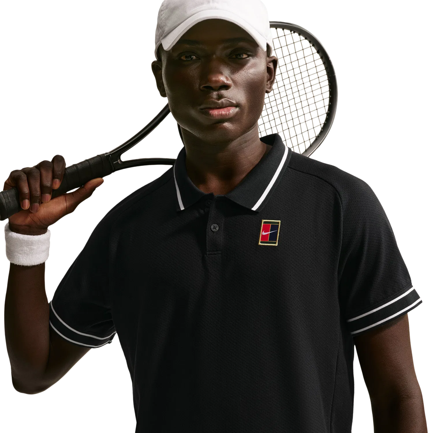 Мужское поло для тенниса NikeCourt Heritage, черный/белый — фото 4