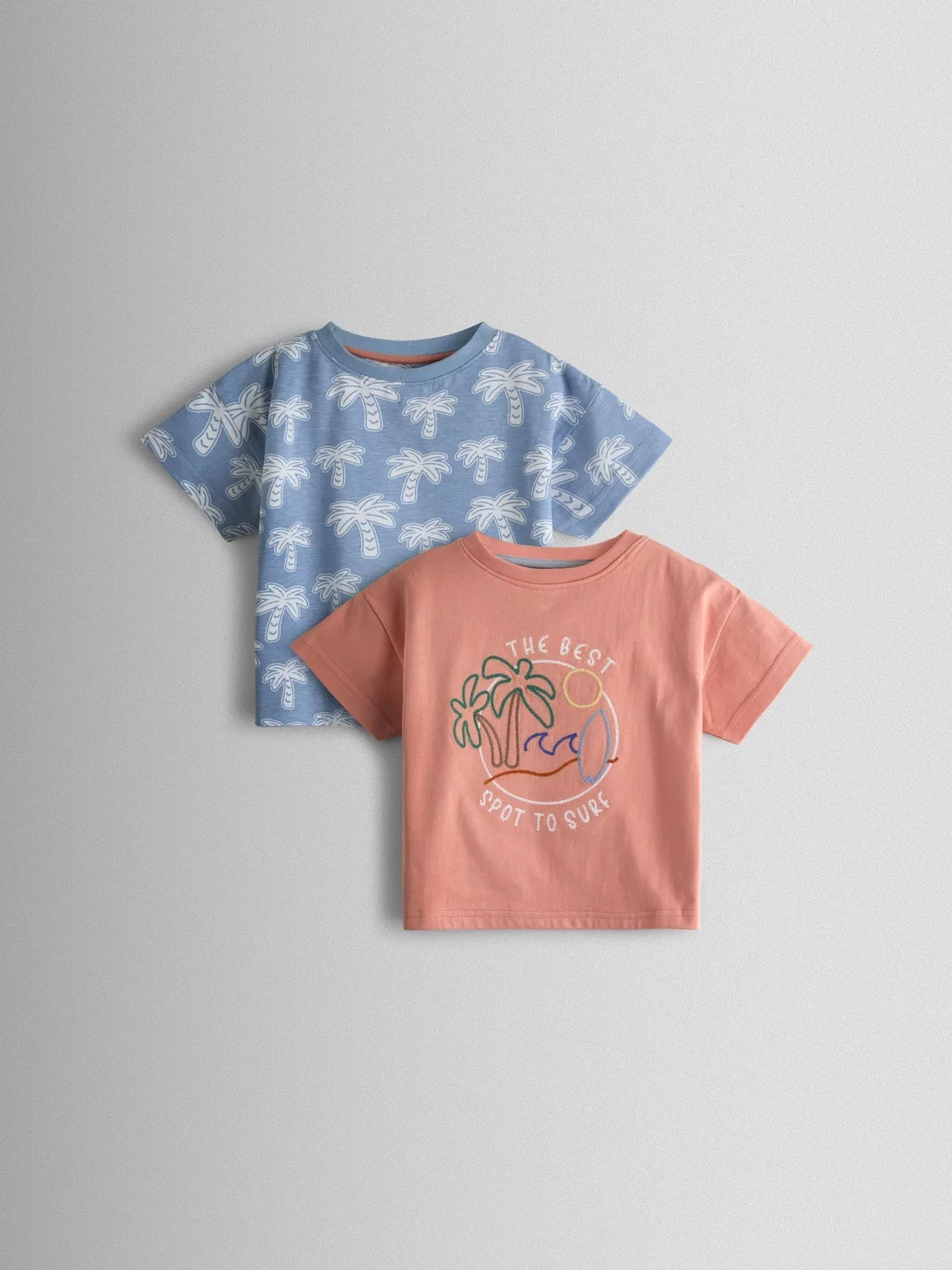 Футболки 2 шт., хлопок, JoJo Maman Bébé, коралловый и светло-голубой