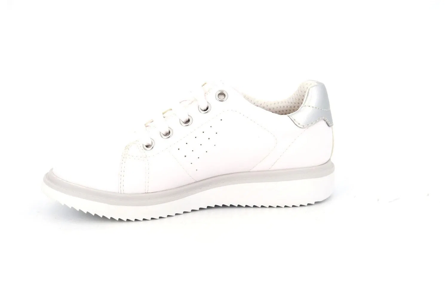 Детские туфли на шнуровке для девочек Geox, White White Silver — фото 4