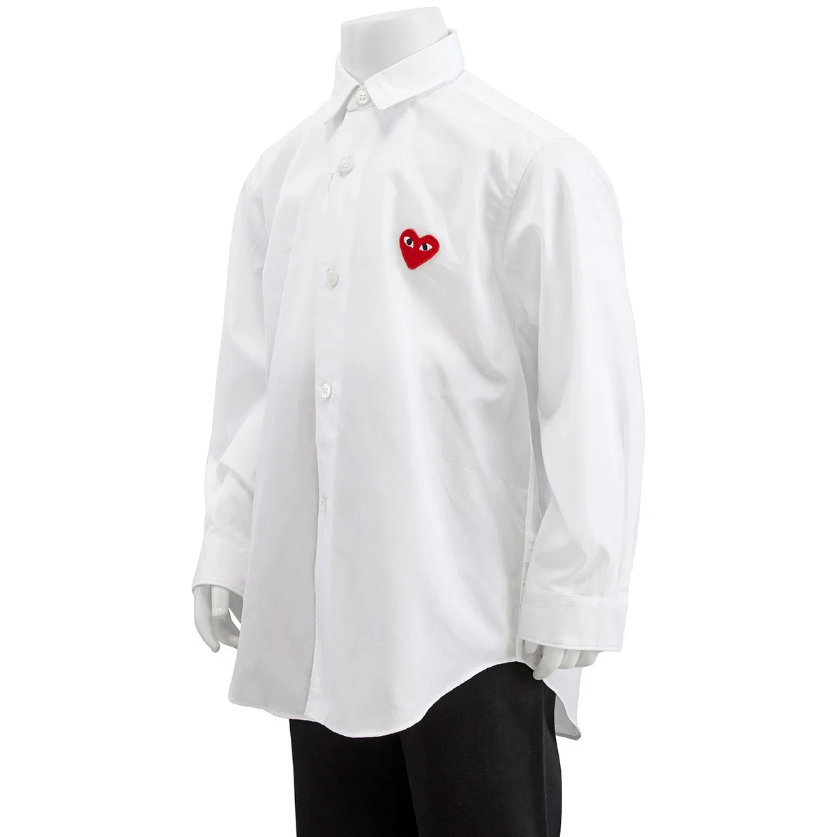 Детская рубашка с длинным рукавом и нашивкой-сердцем Comme Des Garcons, White — фото 2