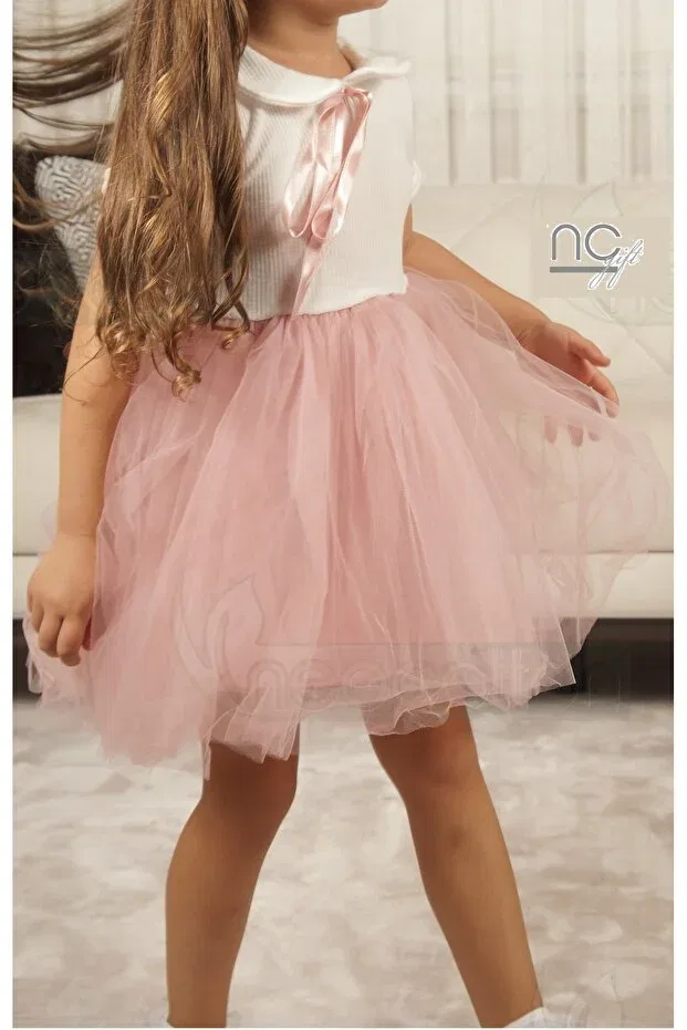 Детское платье для девочек с коротким рукавом Nc Gift, Rose-Colored-Short
