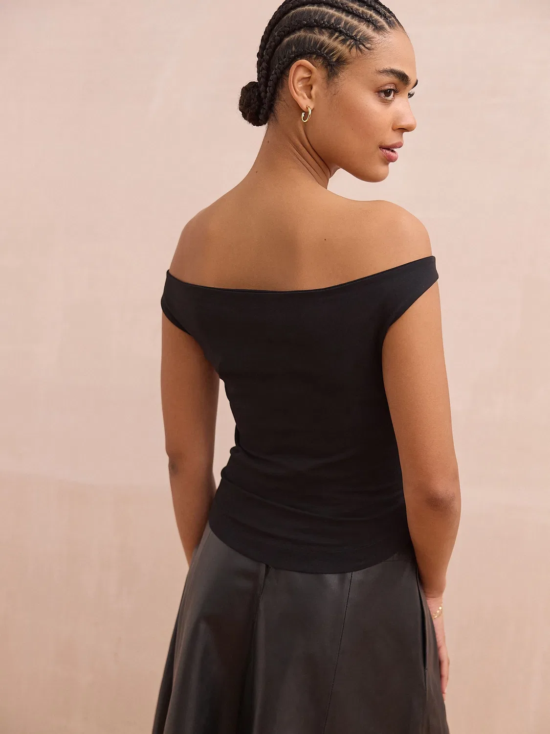 Топ с открытой горловиной, хлопковый, Black Boat Neck Vest Next, черный — фото 3
