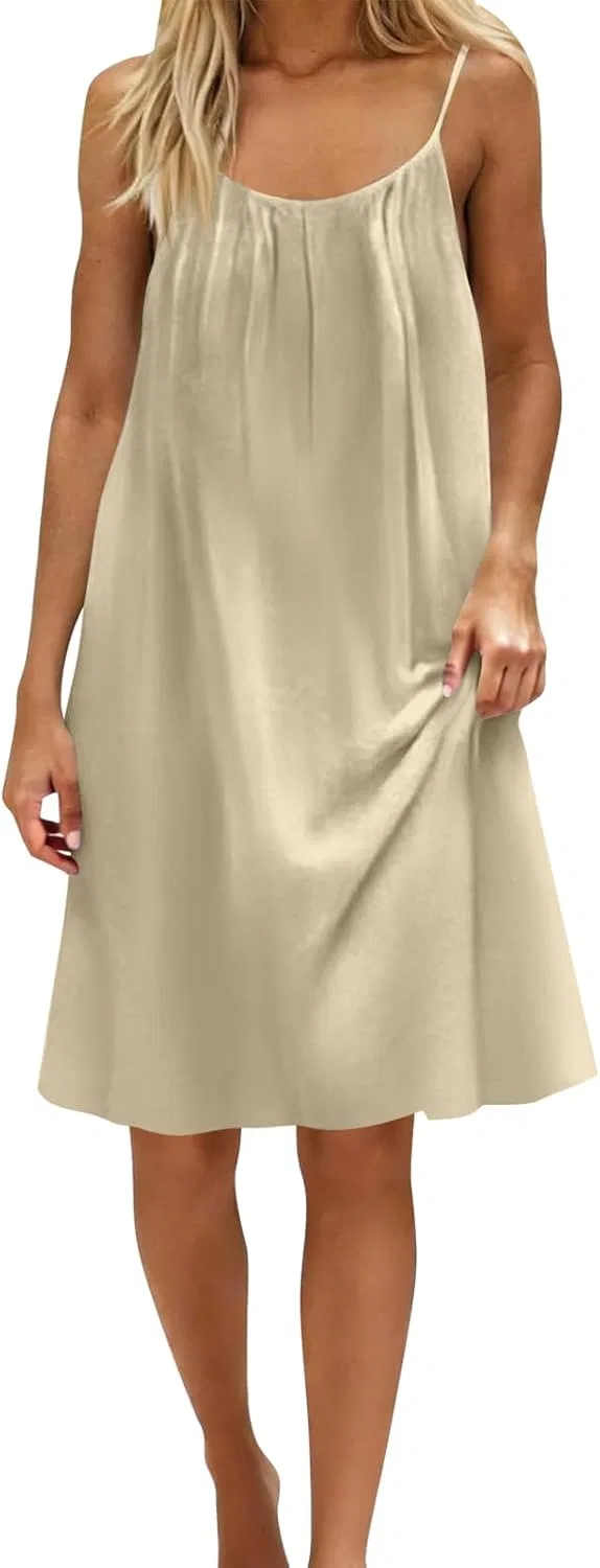 Женское летнее платье макси на бретелях с открытой спиной, Beige