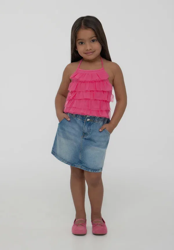 Топ на бретелях из хлопка и эластана Crop balze - blouse Terranova, Fuscia, фуксия
