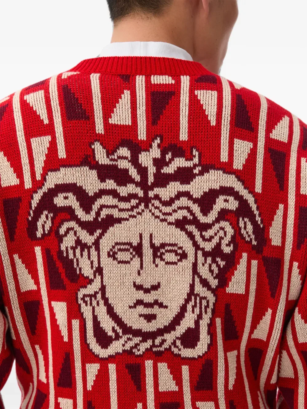 Свитер вязаный Versace, красный — фото 4