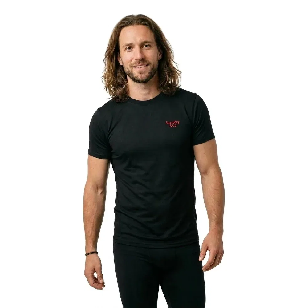 Мужская футболка с коротким рукавом Essential Serif Logo Superdry, Black — фото 2