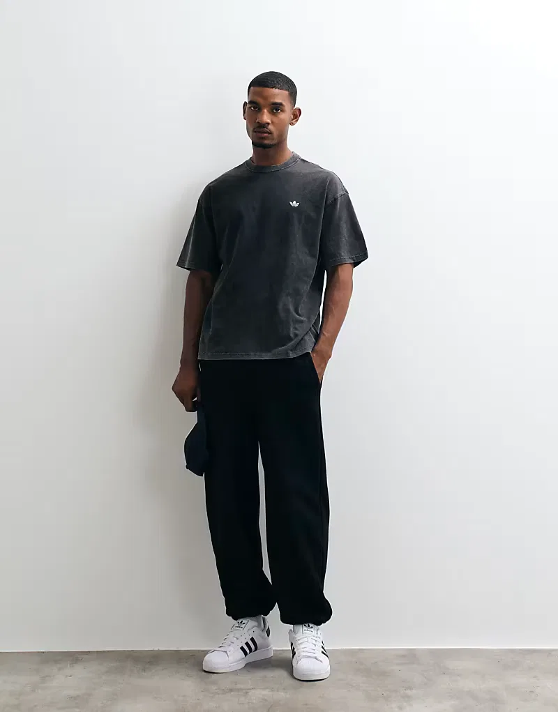 Футболка Adidas Essentials с тремя полосками, выцветшего, черный — фото 4