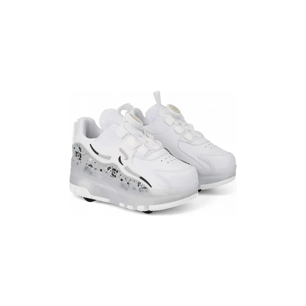 Детские кроссовки-ролики с подсветкой и ортопедической подошвой, White Rocky — фото 2