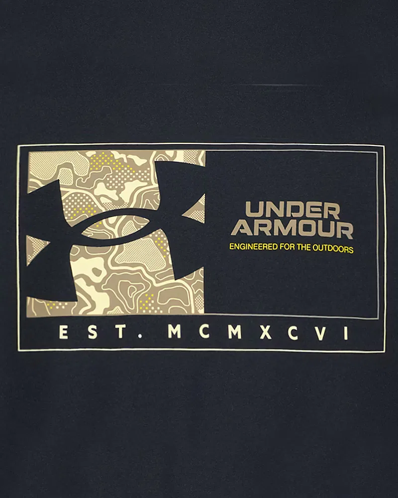 Худи детское с капюшоном и перекрестным вырезом, длинный рукав, UA Latitude Logo UnderArmour, Black/Pale Lemon — фото 2