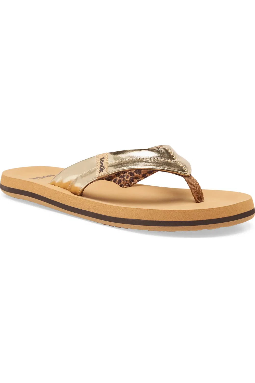 Детские сандалии шлепанцы с контурной стелькой Wavy Sanuk, Gold