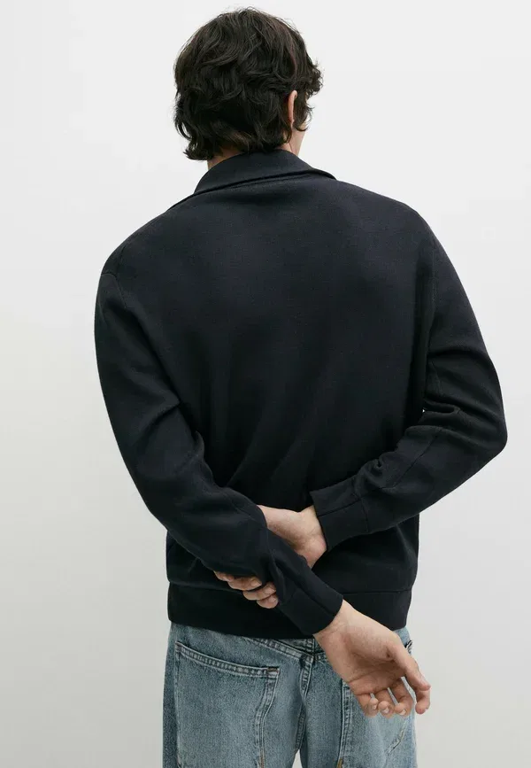 Кардиган из хлопка Cardigan Massimo Dutti, темно-синий — фото 4