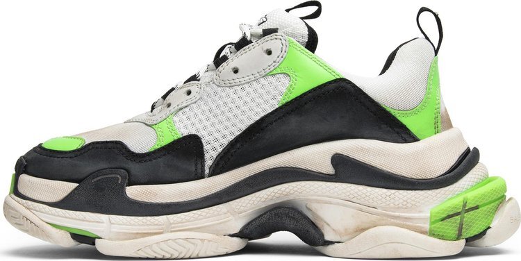 Кроссовки Mr. Porter x Balenciaga Wmns Triple S Trainer Neon Green 2018, белый — фото 3