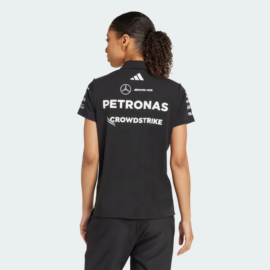 Поло из футера с принтом Mercedes-AMG Petronas Formula One Team adidas, Черно-белый — фото 2