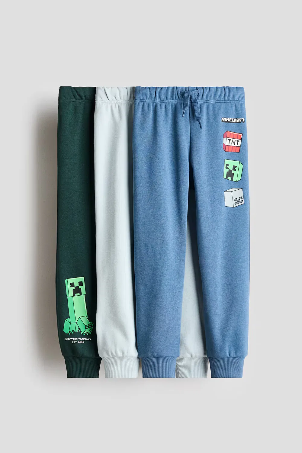 Комплект из 3 спортивных брюк с декоративным рисунком H&M, Dunkelgrün/Minecraft