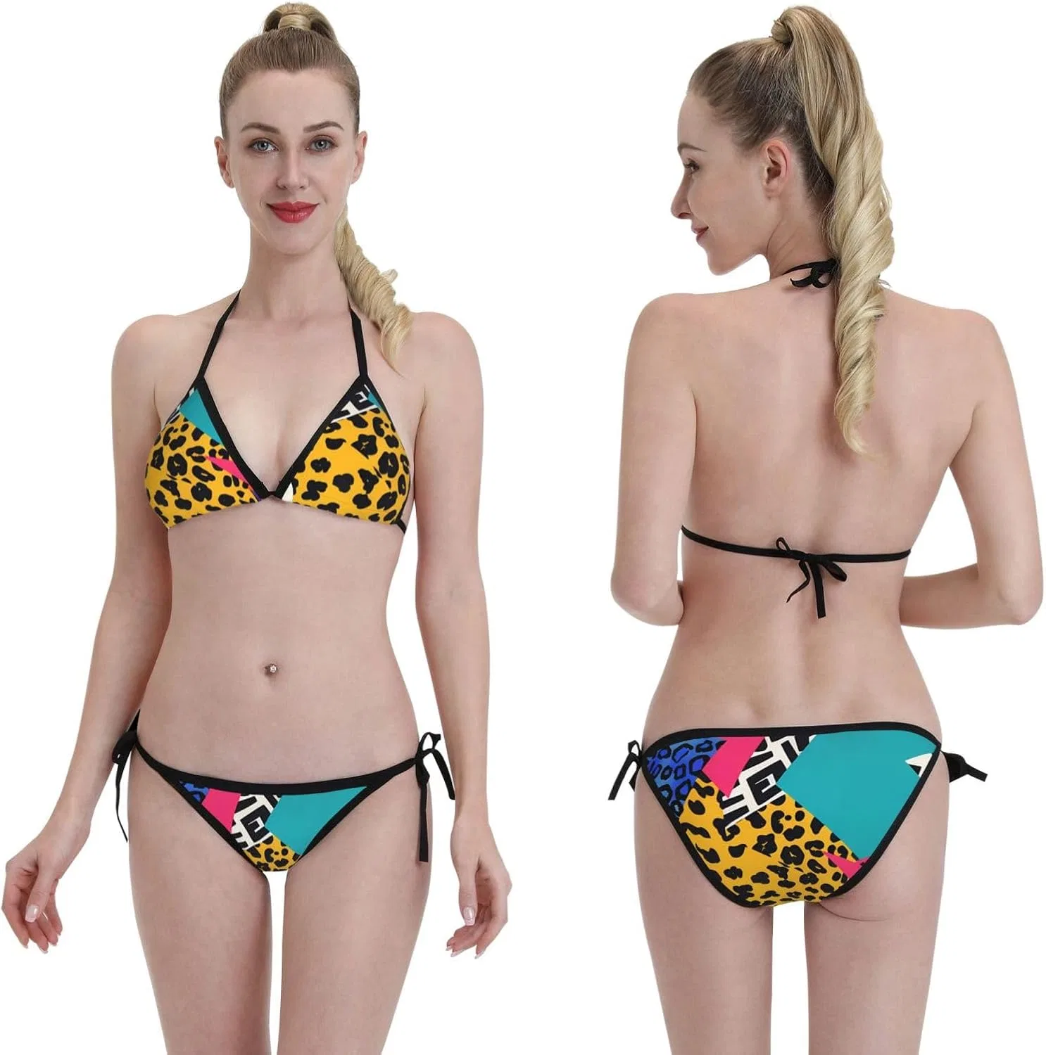 Женский бикини-комплект с принтом Halter Triangle, 90s 1 — фото 3