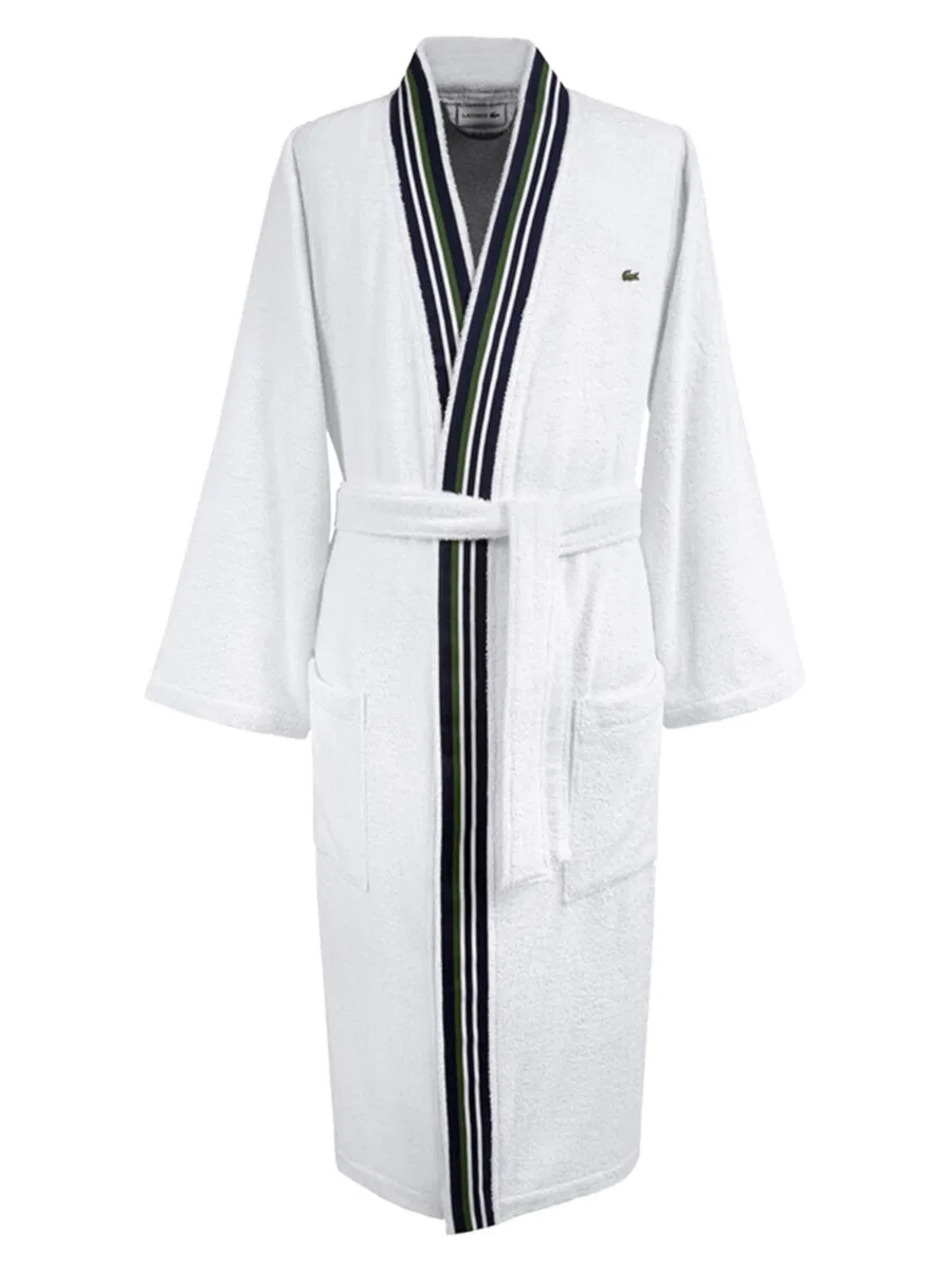 Длинный банный халат LACOSTE LCLUB, однотонный, белый