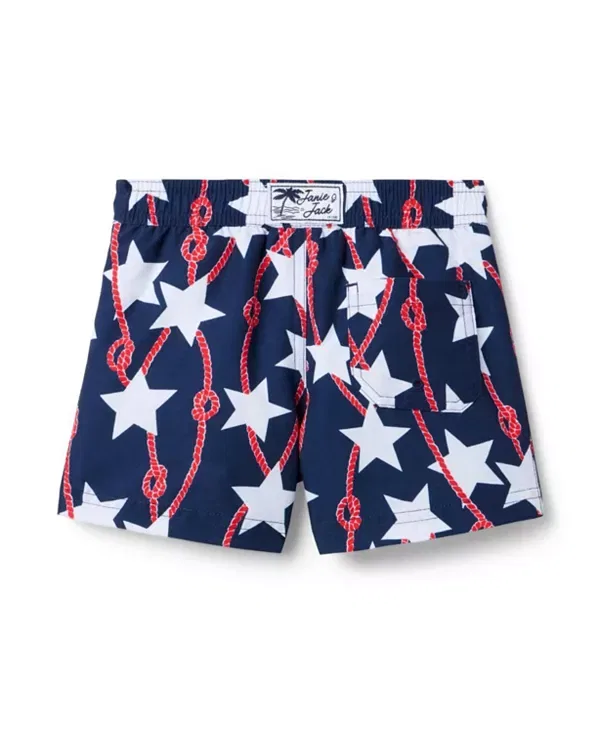 Детские плавки для мальчиков с принтом Boys' Printed Swim Trunk Janie And Jack, синий — фото 2