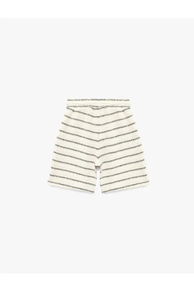 Детские шорты для мальчиков хлопковые с полосками Koton, Ecru Striped — фото 3