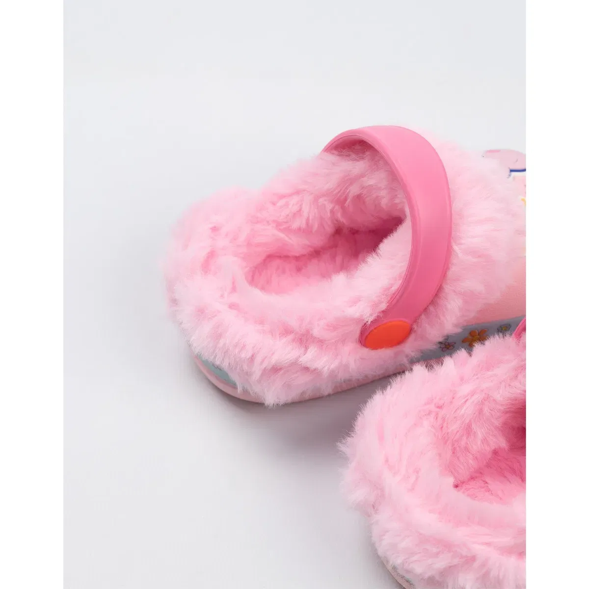 Детские сабо для девочек с мехом Flowers Peppa Pig, Pink — фото 2
