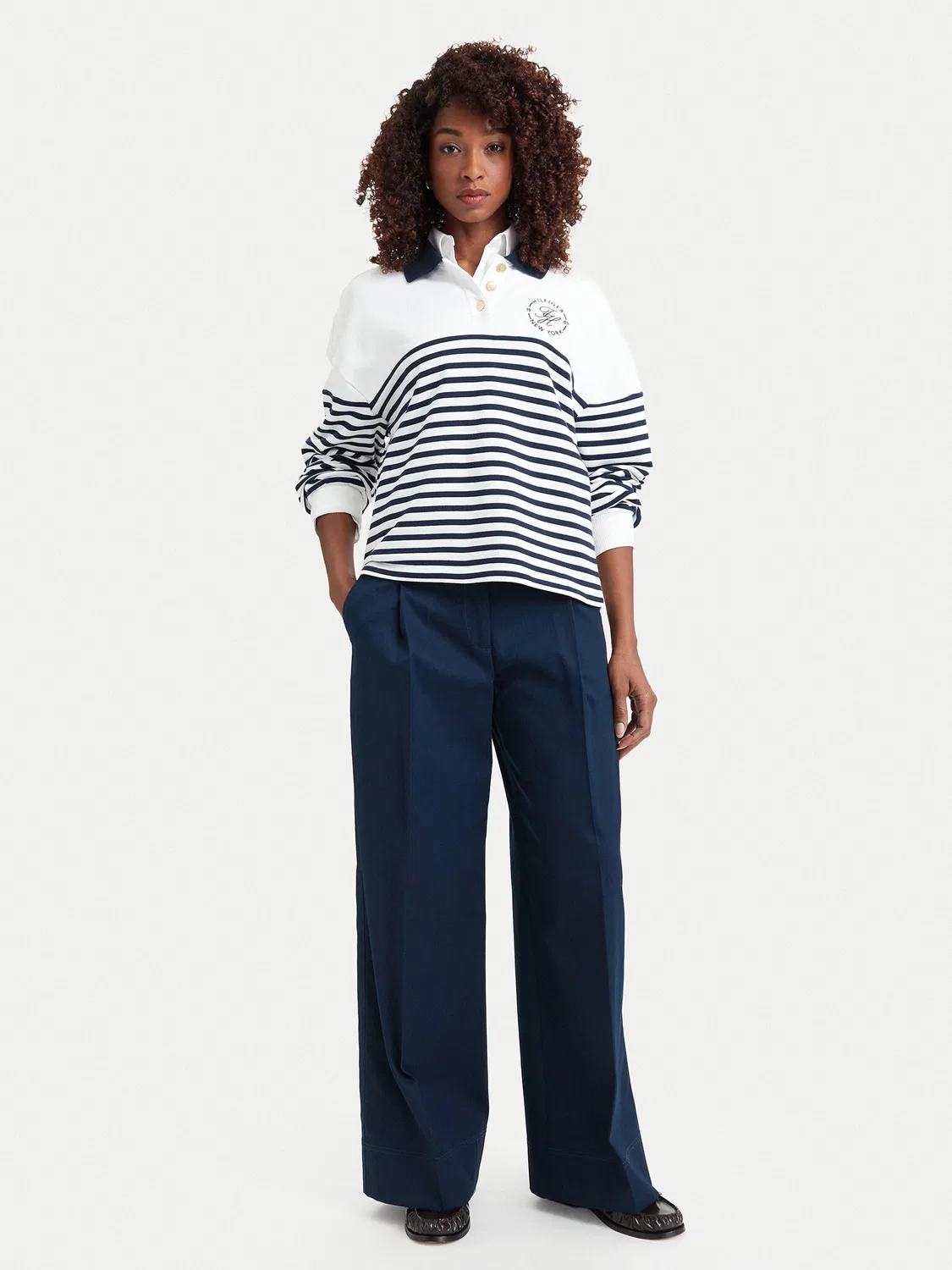 Женские брюки с широкими штанинами Dressing Tommy Hilfiger, темно-синий — фото 2