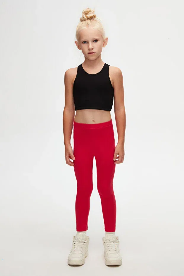 Детские леггинсы для девочек хлопковые Basics Lovetti, Urban Red