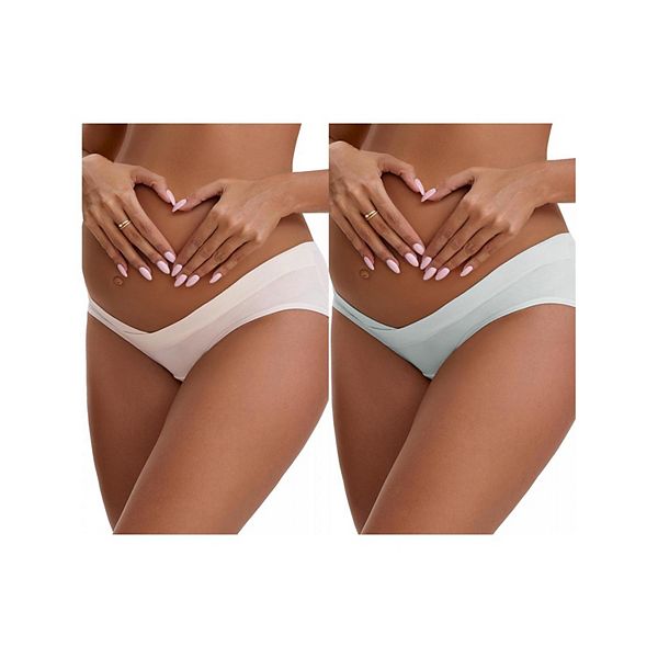 

2 упаковки женских хлопковых трусиков для беременных с низкой посадкой под живот Inspire Chic, Pink Blue