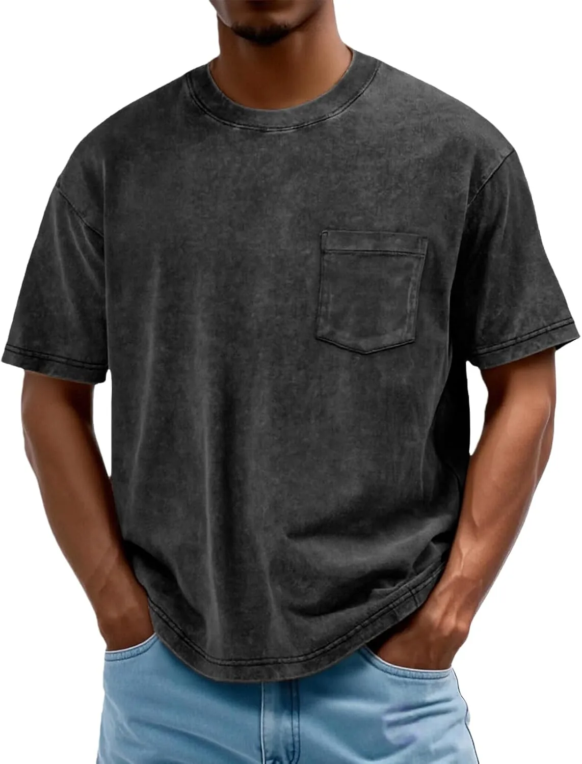 

Мужская футболка с коротким рукавом Distressed Washed, ретро, круглый вырез YSERB