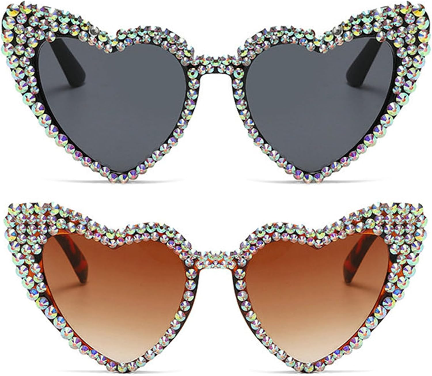 

Солнцезащитные очки Willochra Trendy Rhinestone Love Heart Sunglasses - Ретро-очки в форме сердца Diomand Glasses, забавные для вечеринок и активного отдыха, для женщин и мужчин, 2pcs-black&leopard