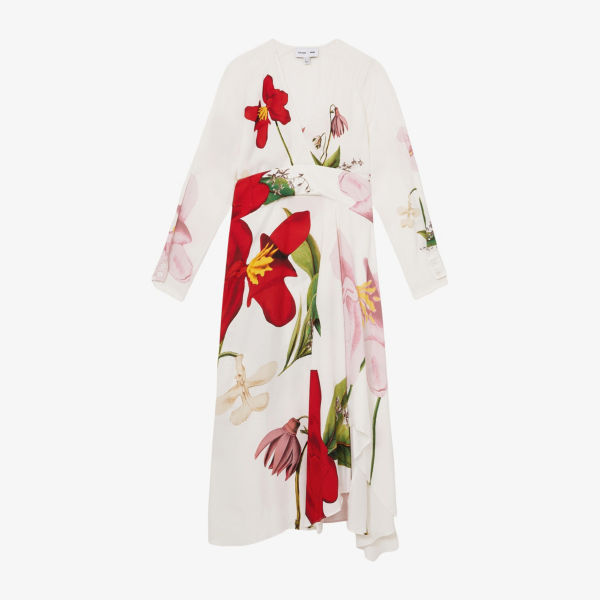 

Платье макси Reiss x NYGB Nola с цветочным принтом, белый