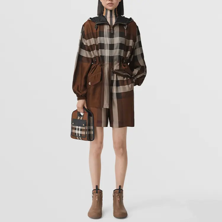 Шорты Burberry женские повседневные, шелк, коричневый — фото 2