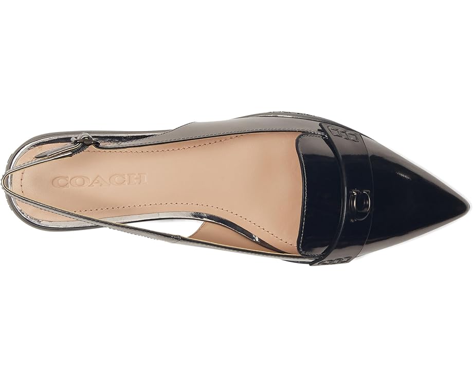 Туфли на плоской подошве COACH Carrie Metallic Leather Skimmer, цвет Anthracite — фото 2