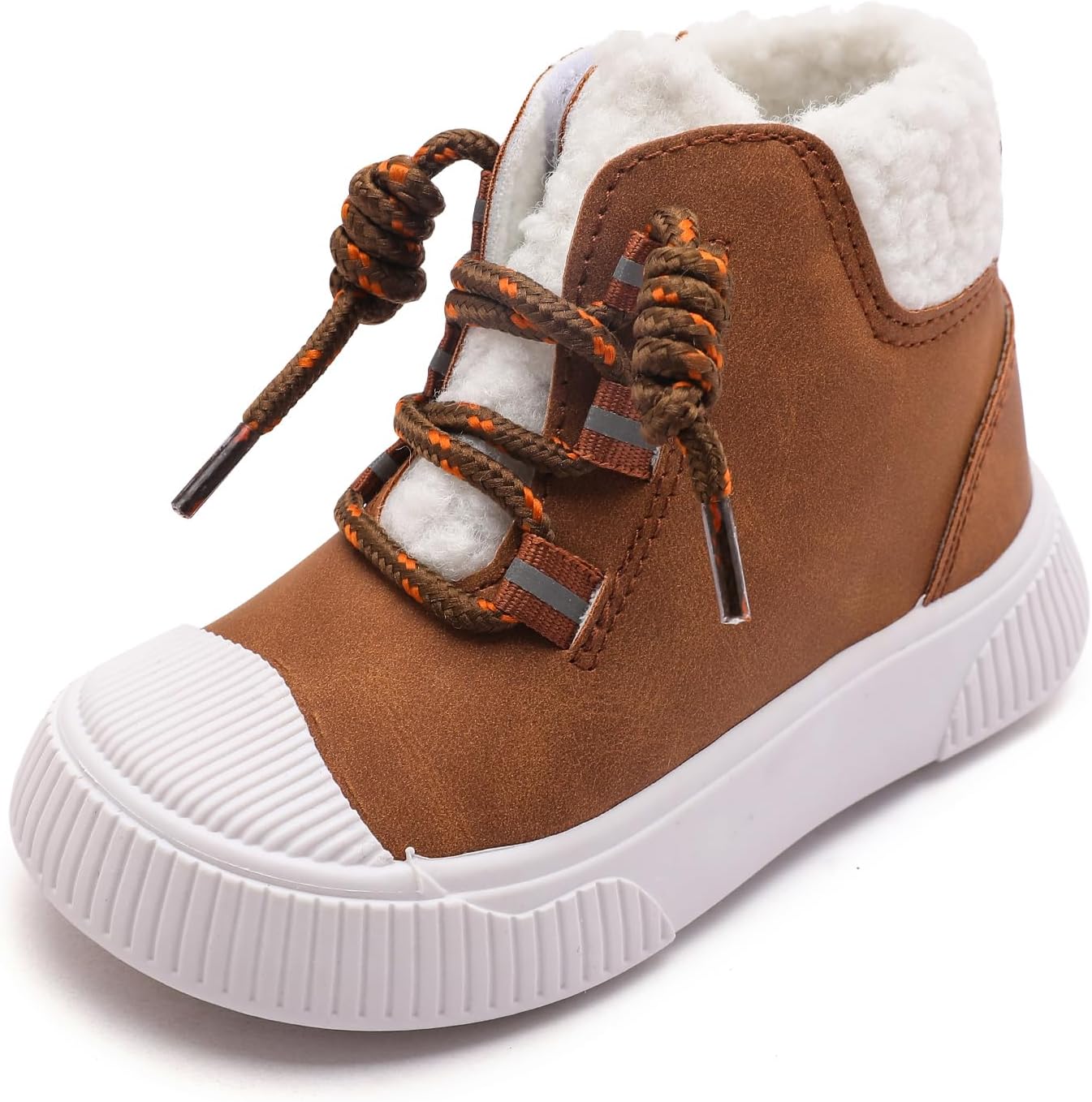 

Сапожки для малышей для мальчиков и девочек, зимние ботинки с флисовой подкладкой и искусственным мехом, сохраняющие тепло, с застежкой на липучке GENGASUN, Brown