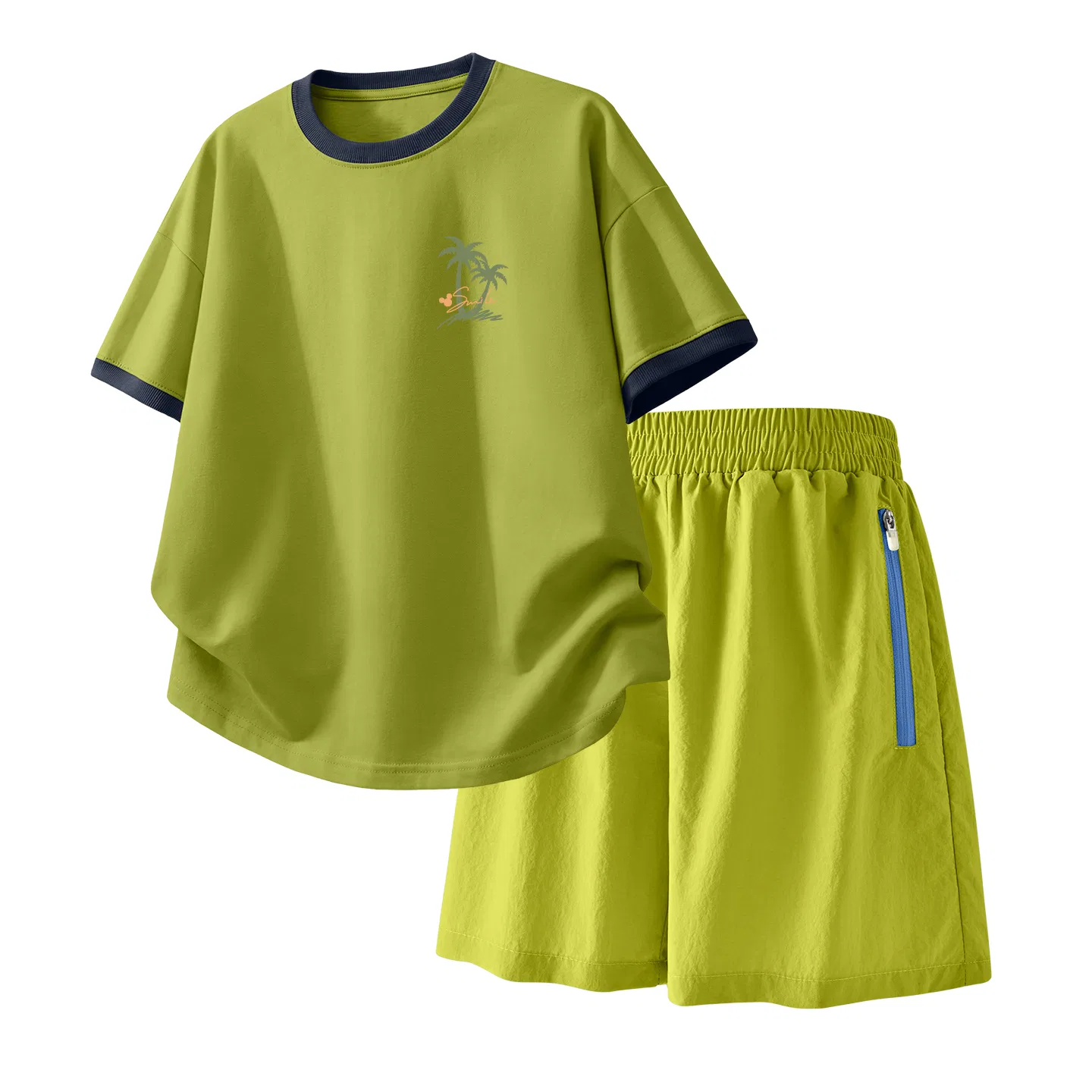 Детский спортивный костюм Casual Sportswear 2 Piece Set Disney, Coconut Palm Mickey K Moss Green+Solid Color Camellia Green