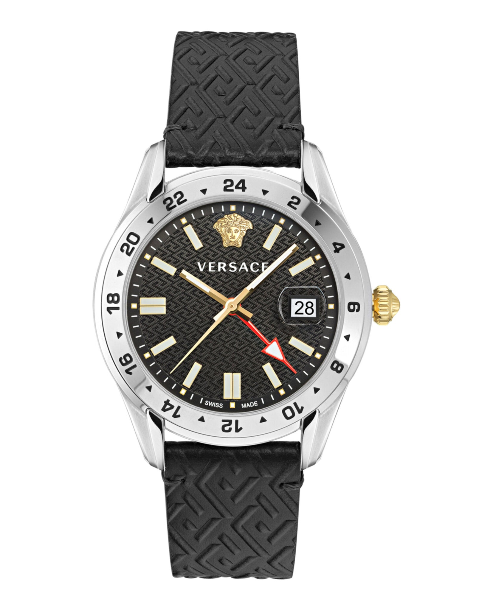 

Часы Greca Time GMT Versace, цвет black/stainless steel/black