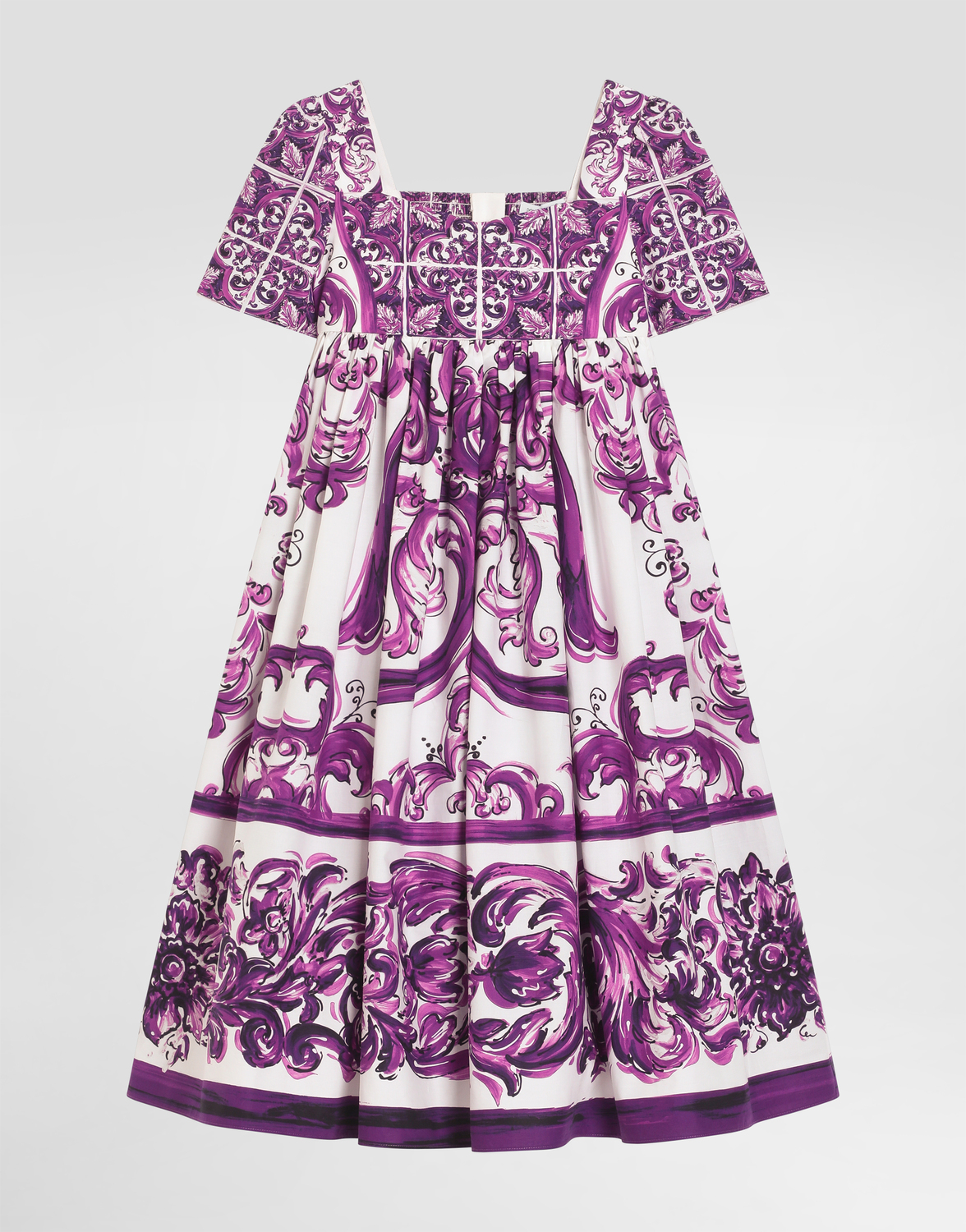 

Платье из поплина с принтом «майолика» Dolce&Gabbana, мультиколор