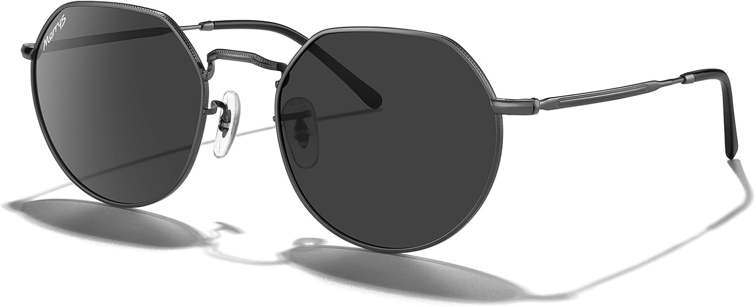 

Круглые многоугольные металлические поляризованные солнцезащитные очки MERRY для женщин и мужчин, в стиле ретро, ​​классика и винтаж, модель S6565 MERRY'S, Gunmetal Frame/Black Lens