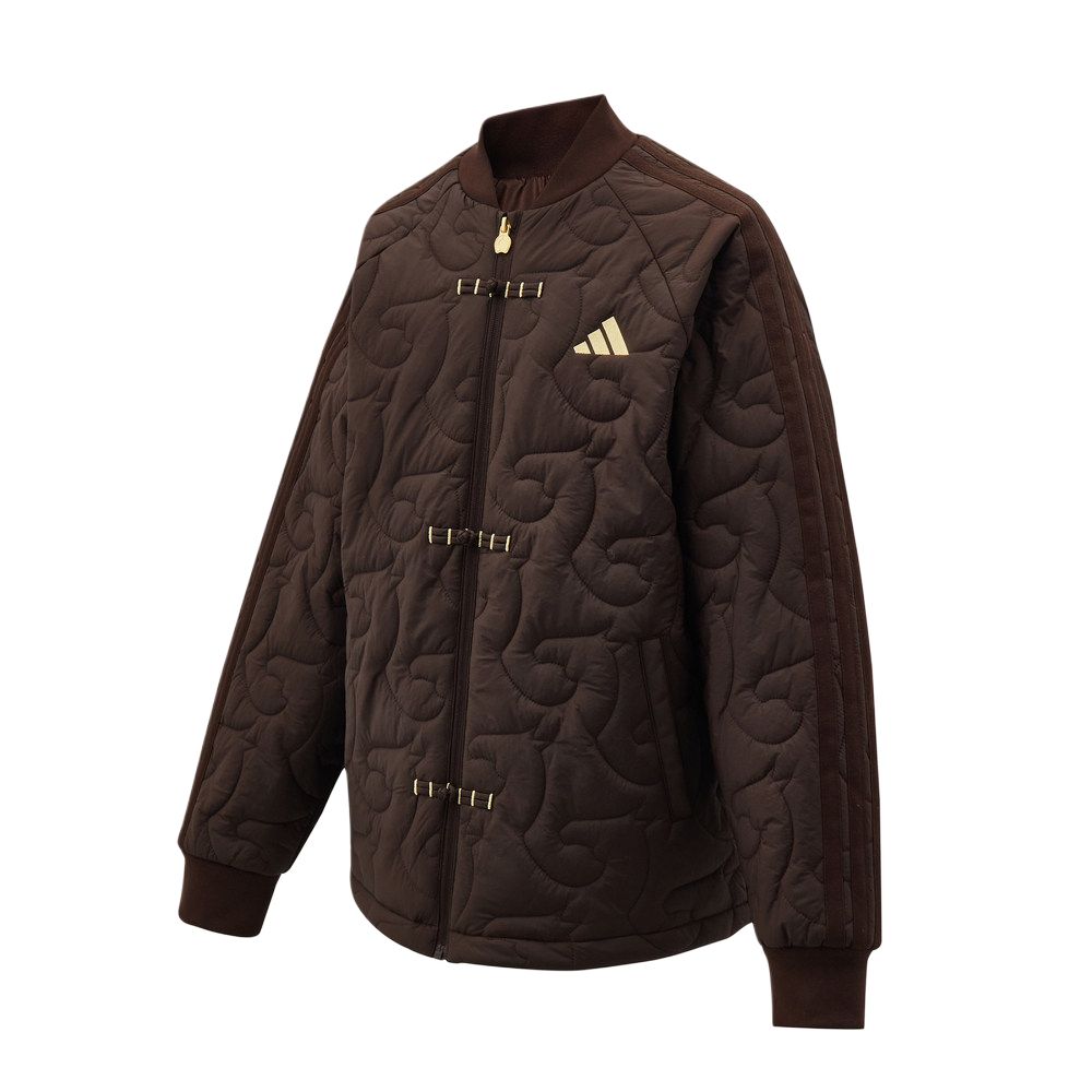 Детская утепленная куртка с воротником стойкой Adidas, темно коричневый — фото 4