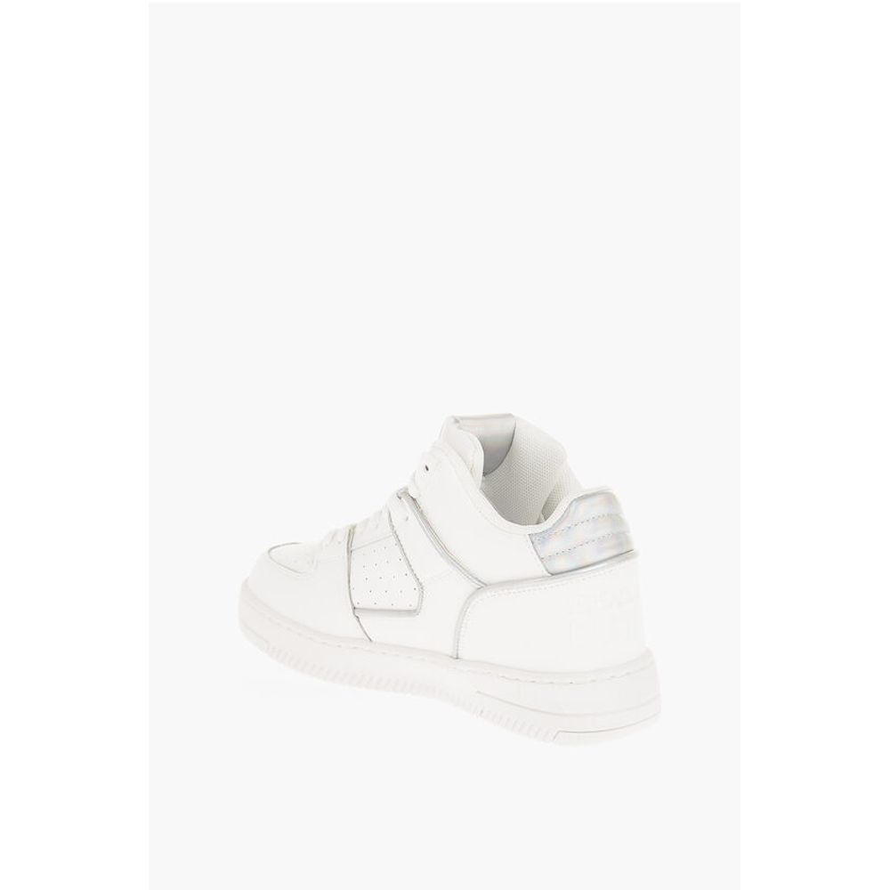 Кроссовки JEANS COUTURE из кожи MEYSSA с переливающейся отделкой Versace, White — фото 2