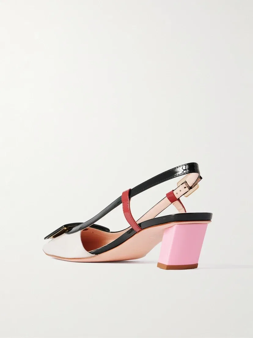 Belle Vivier 45 лаковые туфли-слингбэки с цветными блоками Roger Vivier, мультицвет — фото 3