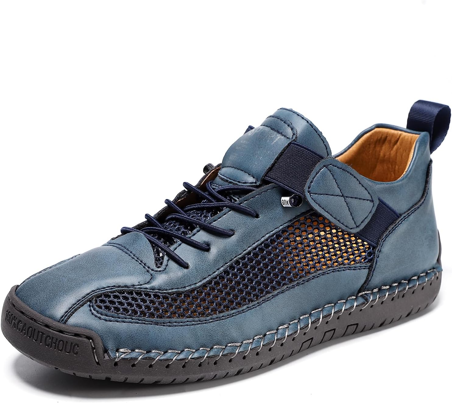 

Дышащие повседневные кожаные туфли для мужчин и женщин, легкие сетчатые кроссовки с перфорированным дизайном, удобная обувь для ежедневных прогулок на улице Azttoztto, темно-синий
