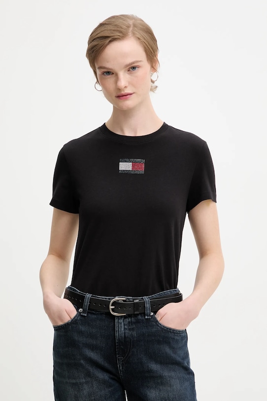 

Хлопковая футболка Tommy Jeans, черный