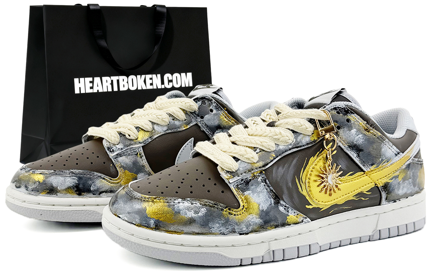 

Nike Dunk Suixin, Sun God, Shopping Bag Coverage Cushioning Low top Skateboard Shoes Unisex Brown Gray