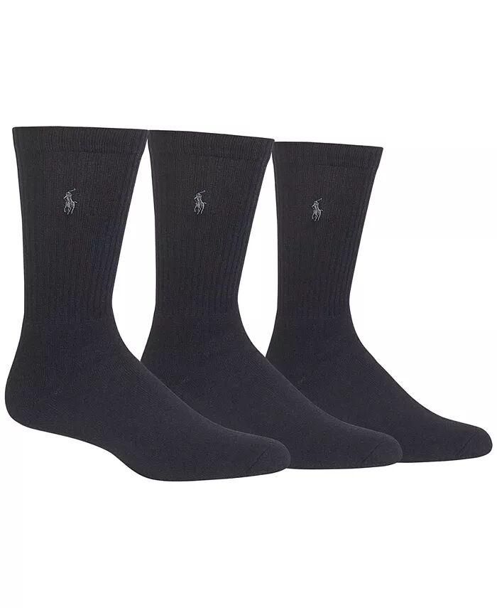 

3 пары ребристых носков Cushion Foot Crew для мужчин Polo Ralph Lauren, черный