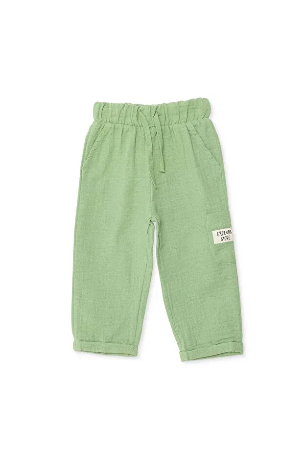 Детские брюки для мальчиков хлопковые Lace-Up Double Ebebek Hello Baby, Green