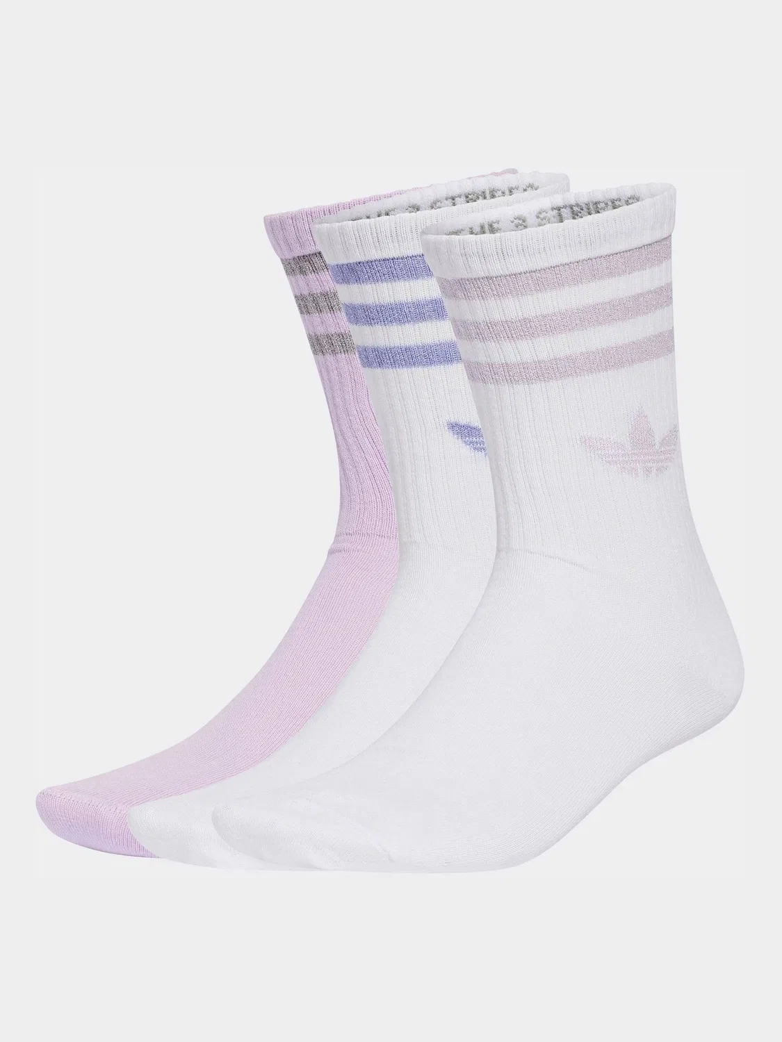 Носки спортивные adidas Originals 3-Stripes Glitter, белый/фиолетовый