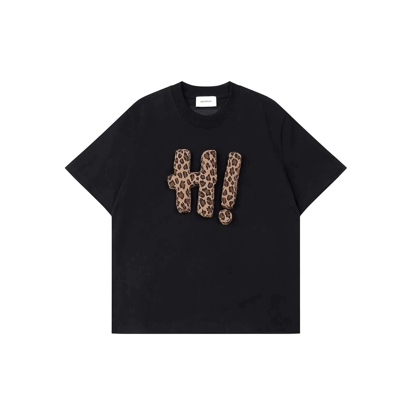 Детская футболка свободного кроя с коротким рукавом, с леопардовым принтом, Black Leopard Print, SQQZ Project