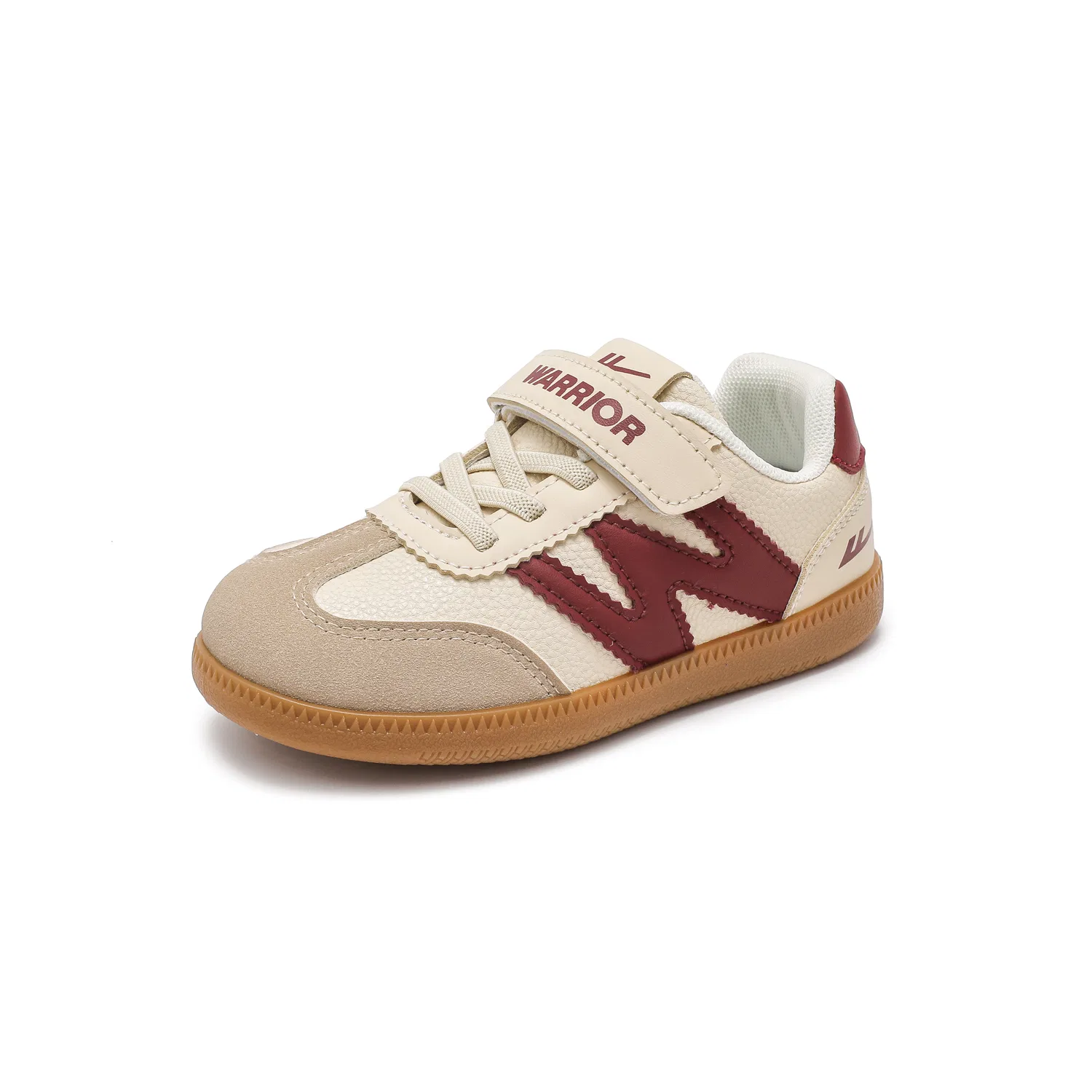 Детские кеды для девочек из синтетической кожи Dark Beige/Burgundy WARRIOR