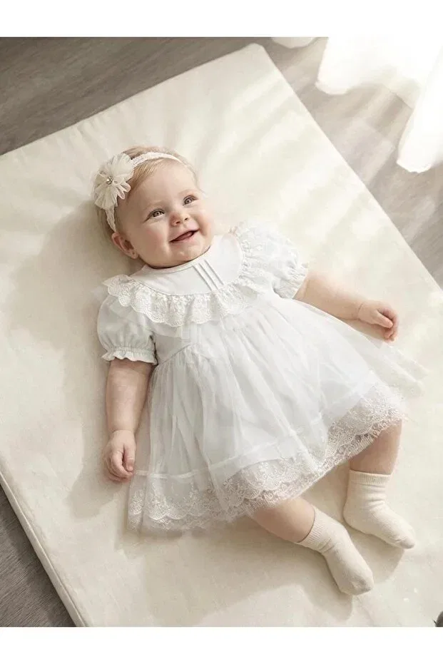 Детский комплект для девочек с кружевом Miniday Baby, Ecru