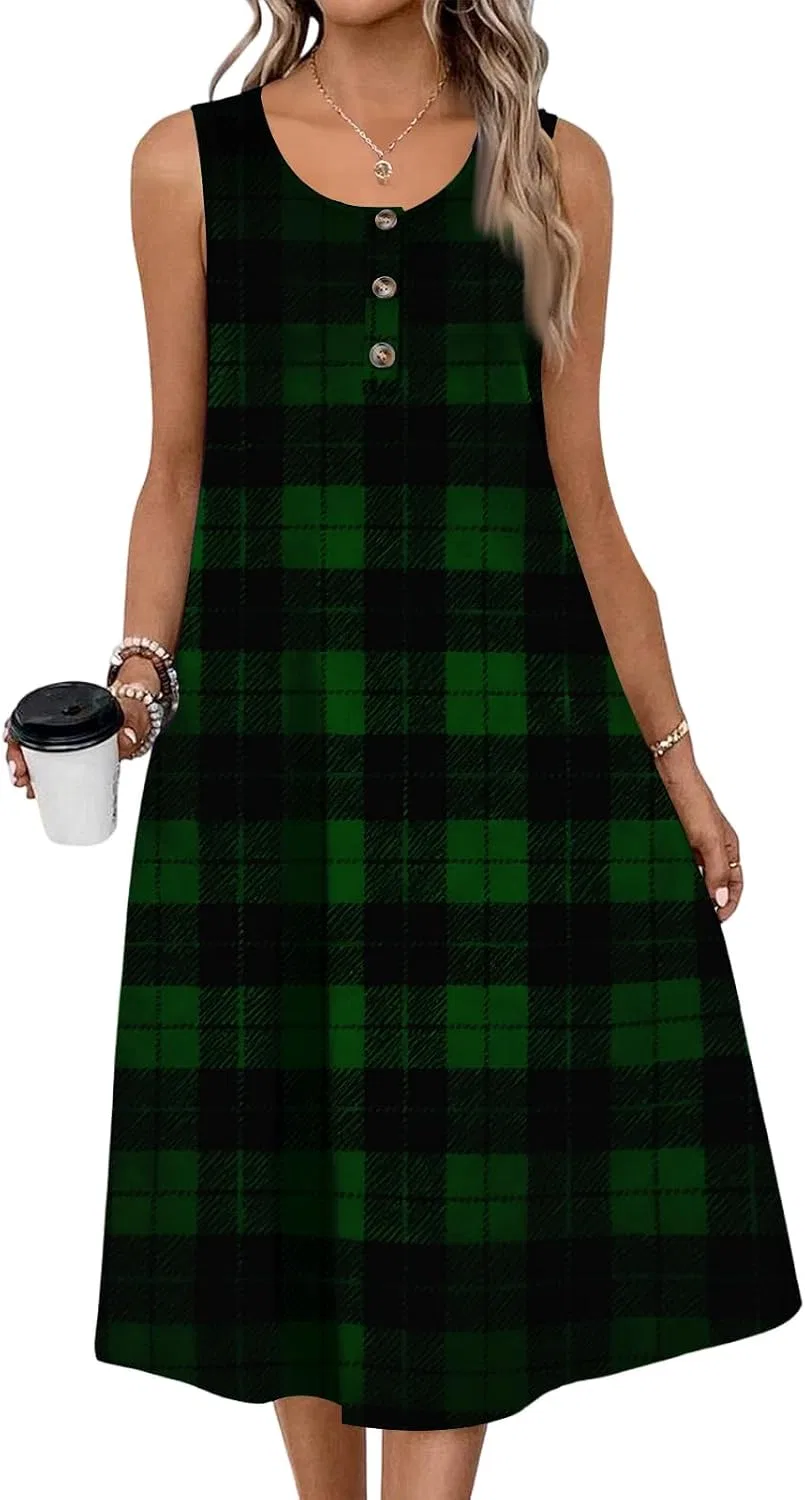 Женское платье-макси с принтом в клетку Vero Moda, 3-dark Green