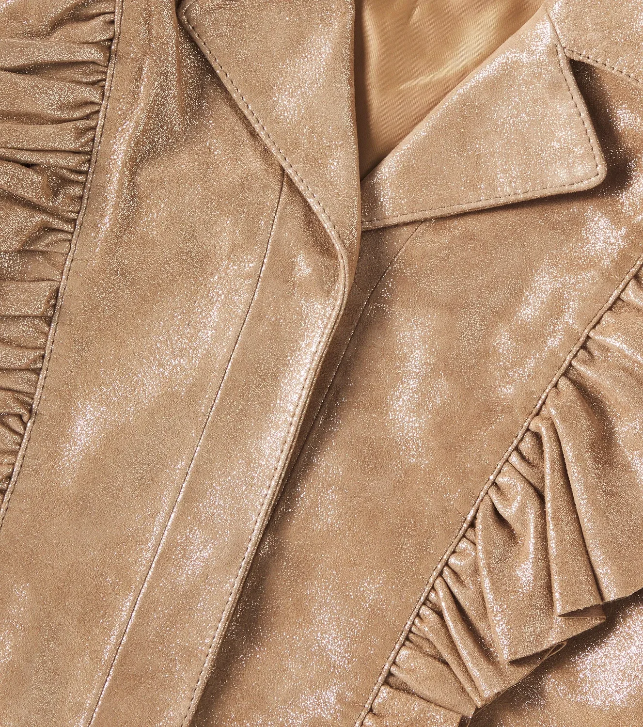 Жилет из металлизированной кожи с рюшами Piep Donsje, Rose Brown Metallic — фото 2